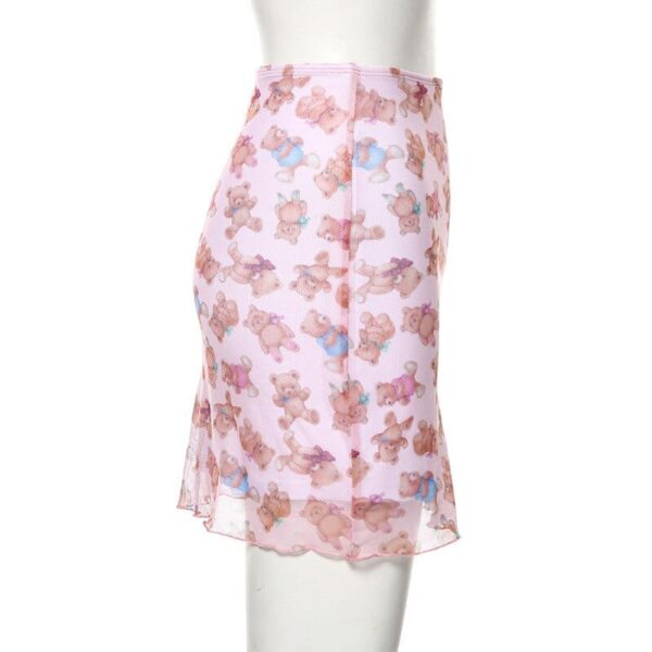 Kinky Cloth Bear Print Pink Pencil Skirt