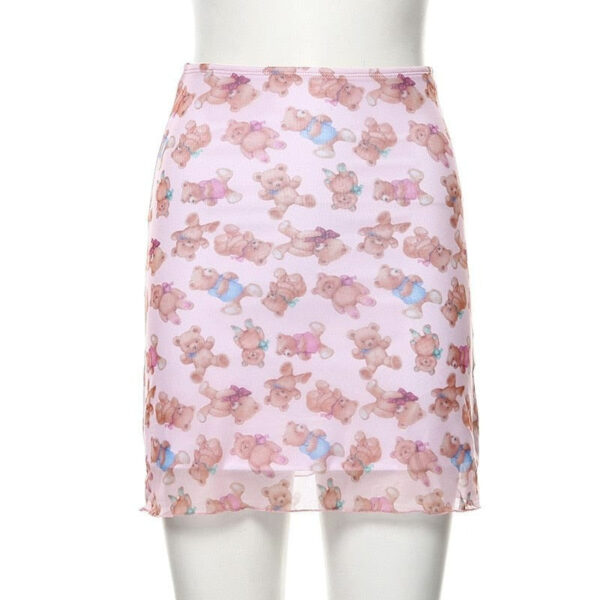 Kinky Cloth Pink / S Bear Print Pink Pencil Skirt