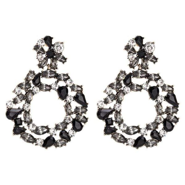 Kinky Cloth 200000168 Black Big Circle Drop Crystal Earrings