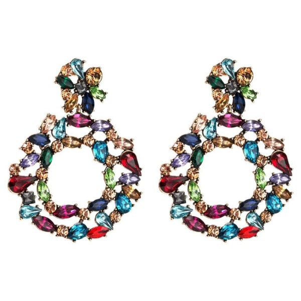 Kinky Cloth 200000168 Multicolor Big Circle Drop Crystal Earrings