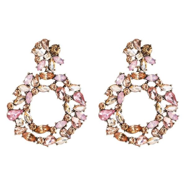 Kinky Cloth 200000168 Pink Big Circle Drop Crystal Earrings