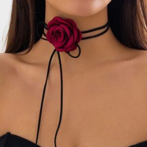 Kinky Cloth Big Flower Clavicle Chain Necklace