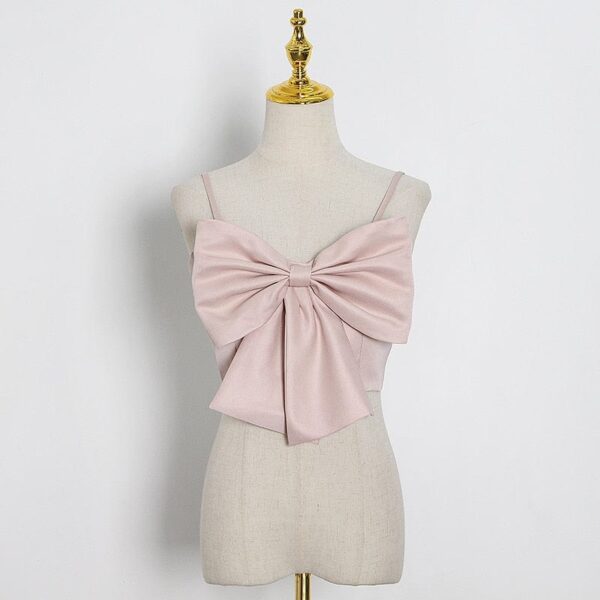 Kinky Cloth Pink / S Big Patchwork Bowknot Camis