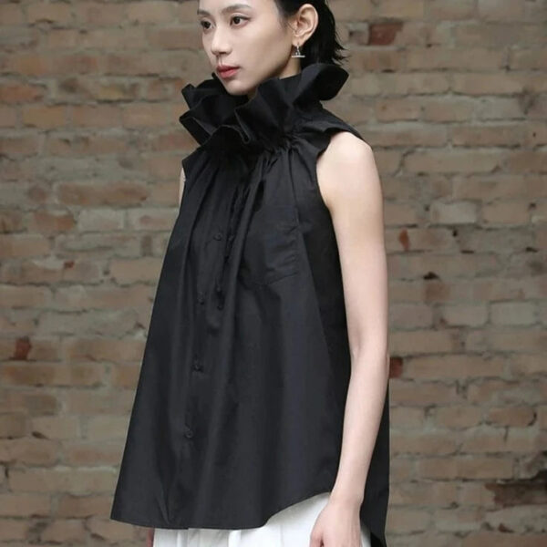 Kinky Cloth Big Ruffles Sleeveless Blouse