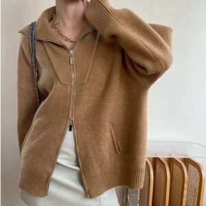 Kinky Cloth Camel / One Size Big Size Knit Cardigan Sweater