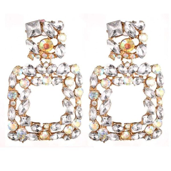 Kinky Cloth 200000168 White Big Square Drop Crystal Earrings