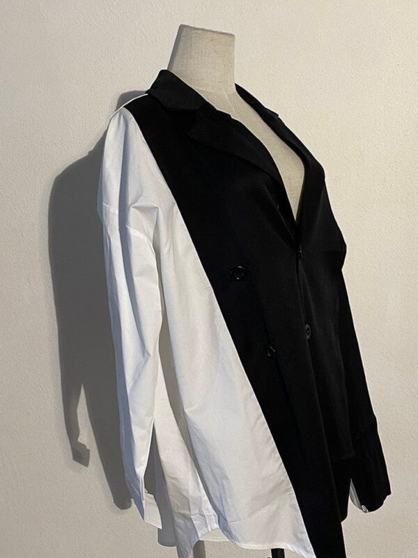 Kinky Cloth Black and White Big Size Blazer