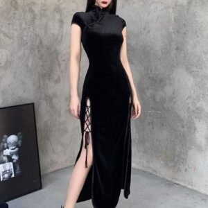 Kinky Cloth Black Bandage Cheongsam Dress