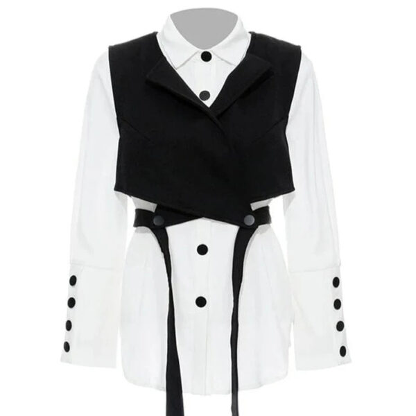 Kinky Cloth shirt vest / S Black Bandage Vest Two Piece Blouse