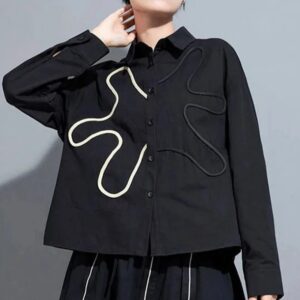 Kinky Cloth Black Color-block Big Size Blouse