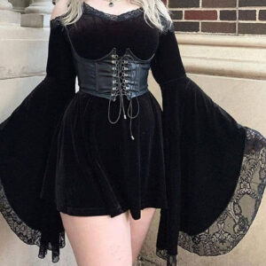 Kinky Cloth Black Flare Sleeve Dress