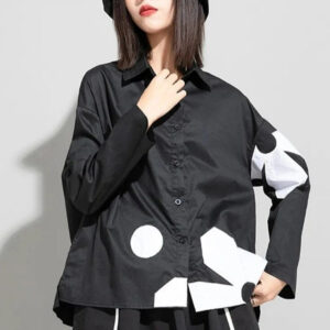 Kinky Cloth Black Flower Pattern Oversized Blouse