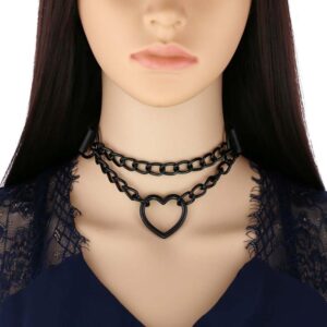 Kinky Cloth 200000162 Black Heart Chain Choker