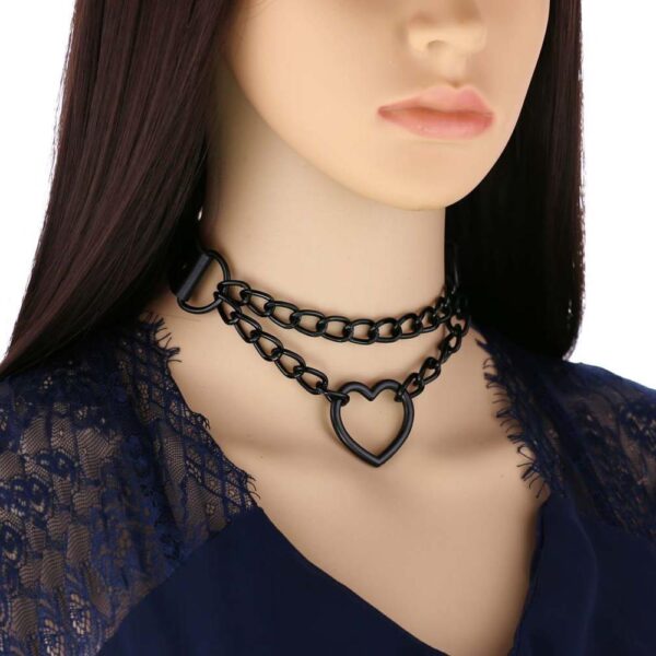 Kinky Cloth 200000162 Black Heart Chain Choker