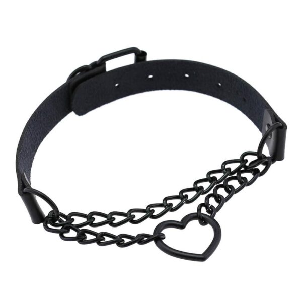 Kinky Cloth 200000162 Black Heart Chain Choker