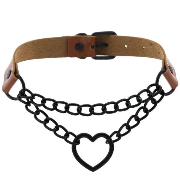 Kinky Cloth 200000162 Black Heart Chain Choker