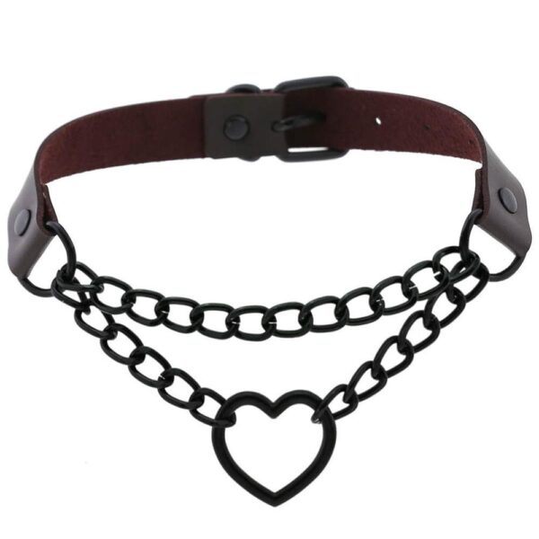 Kinky Cloth 200000162 Black Heart Chain Choker