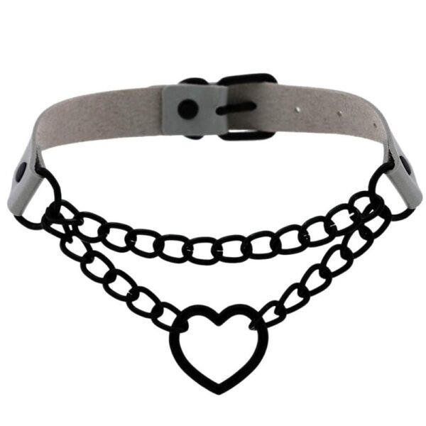 Kinky Cloth 200000162 Black Heart Chain Choker