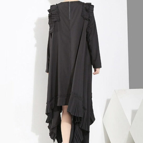 Kinky Cloth Black Irregular Hem Ruffles Dress