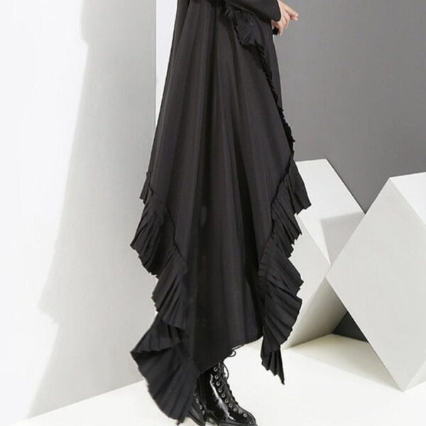 Kinky Cloth Black Irregular Hem Ruffles Dress