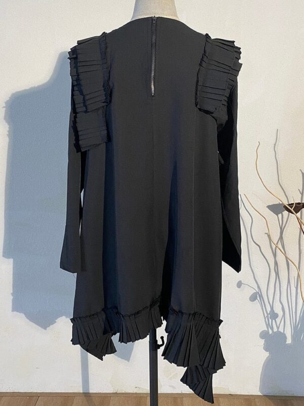 Kinky Cloth Black Irregular Hem Ruffles Dress