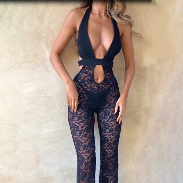 Kinky Cloth Black Lace Jumpsuit Pants