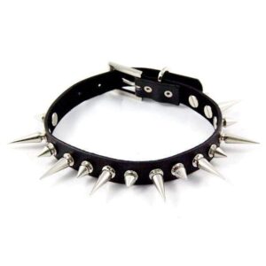 Kinky Cloth 200000162 Black Leather Rivet Spiked Choker