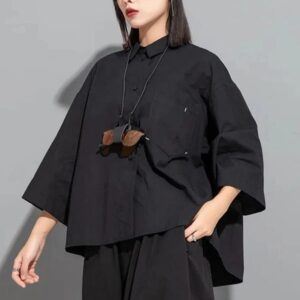 Kinky Cloth Black Long Back Oversized Blouse