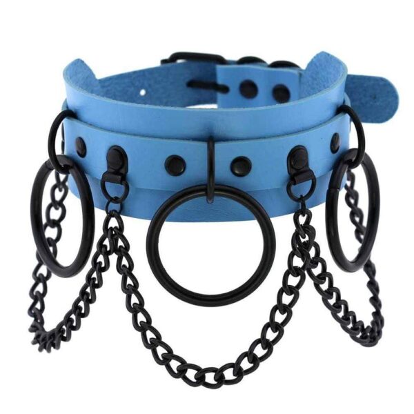 Kinky Cloth 200000162 Light Blue Black Metal L'esclave Punk Collar