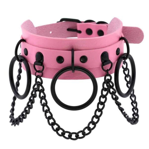 Kinky Cloth 200000162 Pink Black Metal L'esclave Punk Collar