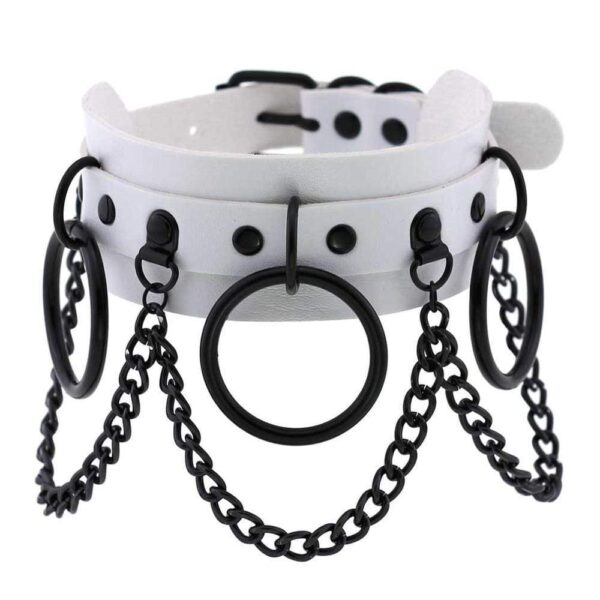 Kinky Cloth 200000162 White Black Metal L'esclave Punk Collar