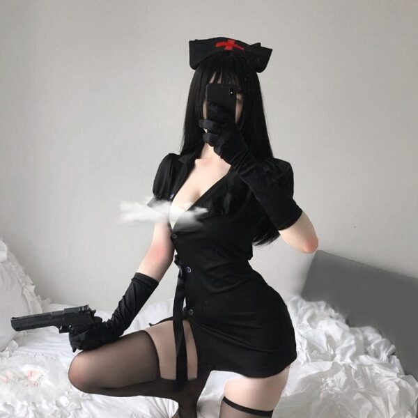 Kinky Cloth Black Nurse Costume Uniform