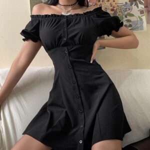 Kinky Cloth 200000347 Black Off Shoulder Vintage Dress