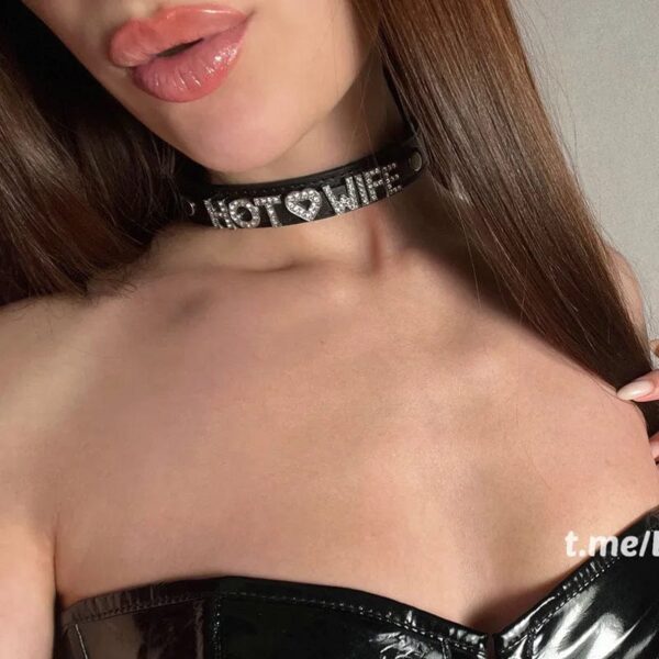 Kinky Cloth Black Rhinestone Customized Letters Choker