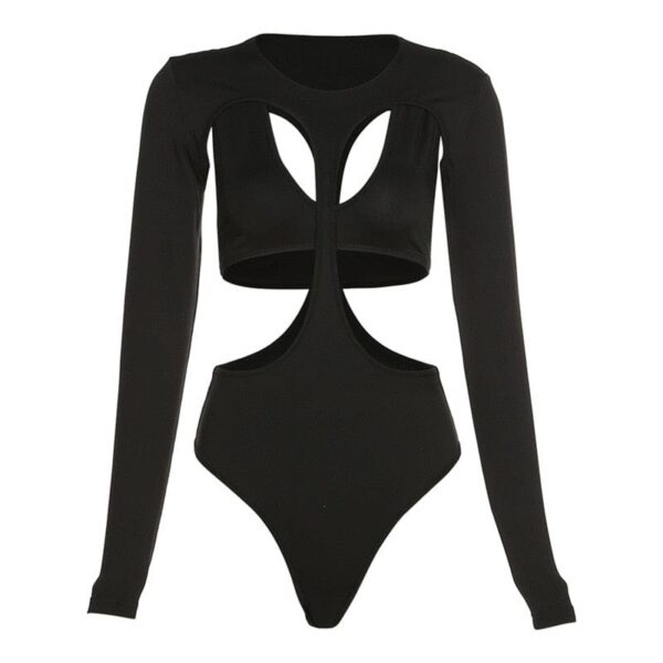 Kinky Cloth Black / S Black Skinny Cut Out Bodysuit