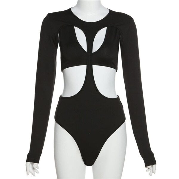 Kinky Cloth Black Skinny Cut Out Bodysuit