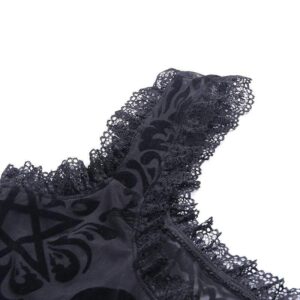 Black Sleeveless Ruffle Gothic Lace Bodysuit | Buy Online | Kinky Cloth