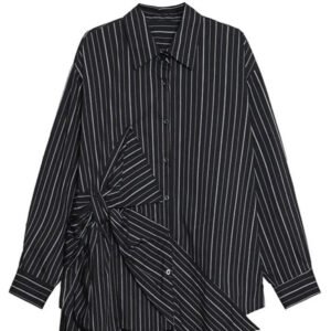 Kinky Cloth Black / One Size Black Striped Bow Irregular Blouse