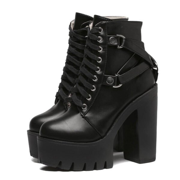 Kinky Cloth Black Ultra Heeled Platform Boots