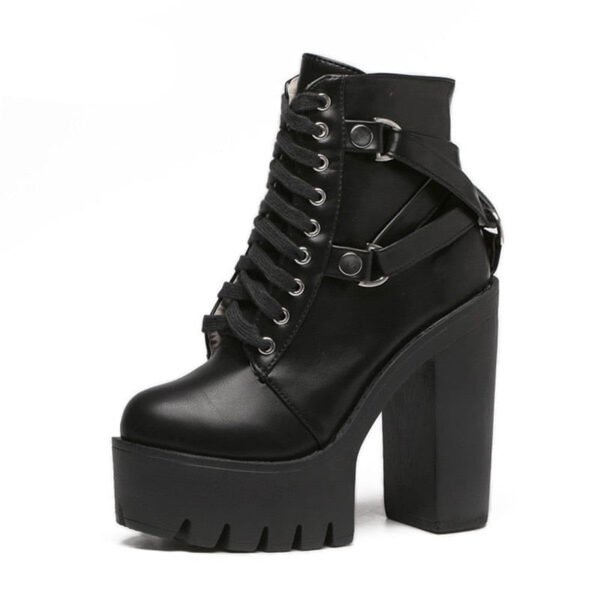 Kinky Cloth Black Ultra Heeled Platform Boots