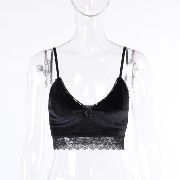 Kinky Cloth Black / S Black Velvet Cami Crop Top