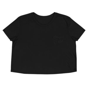 Kinky Cloth Black / S Blowjob Bib Black Embroidered Crop Top