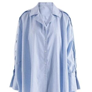 Kinky Cloth Blue Striped Button Loose Top