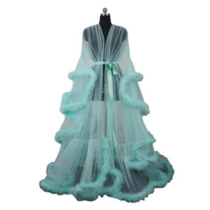 Kinky Cloth blue green / XXS Boudoir Feather Sheer Robe