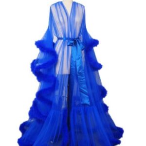 Kinky Cloth Blue / XXS Boudoir Feather Sheer Robe