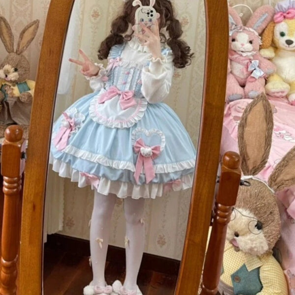 Kinky Cloth Bow Bear Lace Jsk Dress