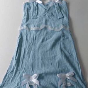 Kinky Cloth Bow Blue Dress / S Bow Lace Mini Lolita Dress