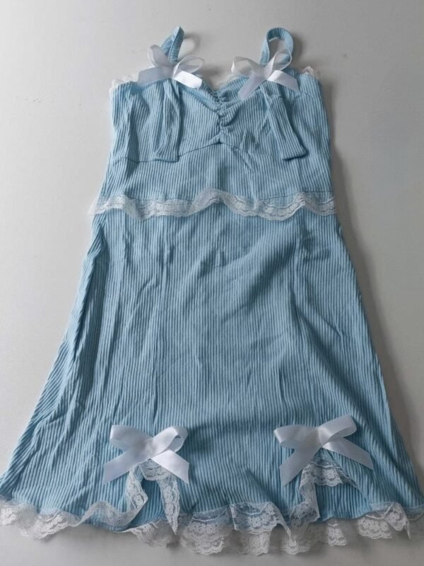 Kinky Cloth Bow Blue Dress / S Bow Lace Mini Lolita Dress