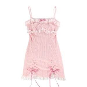 Kinky Cloth Pink Dress / S Bow Lace Mini Lolita Dress