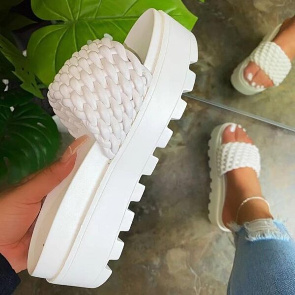 Kinky Cloth White / 4.5 Braided Platform Slide Sandals